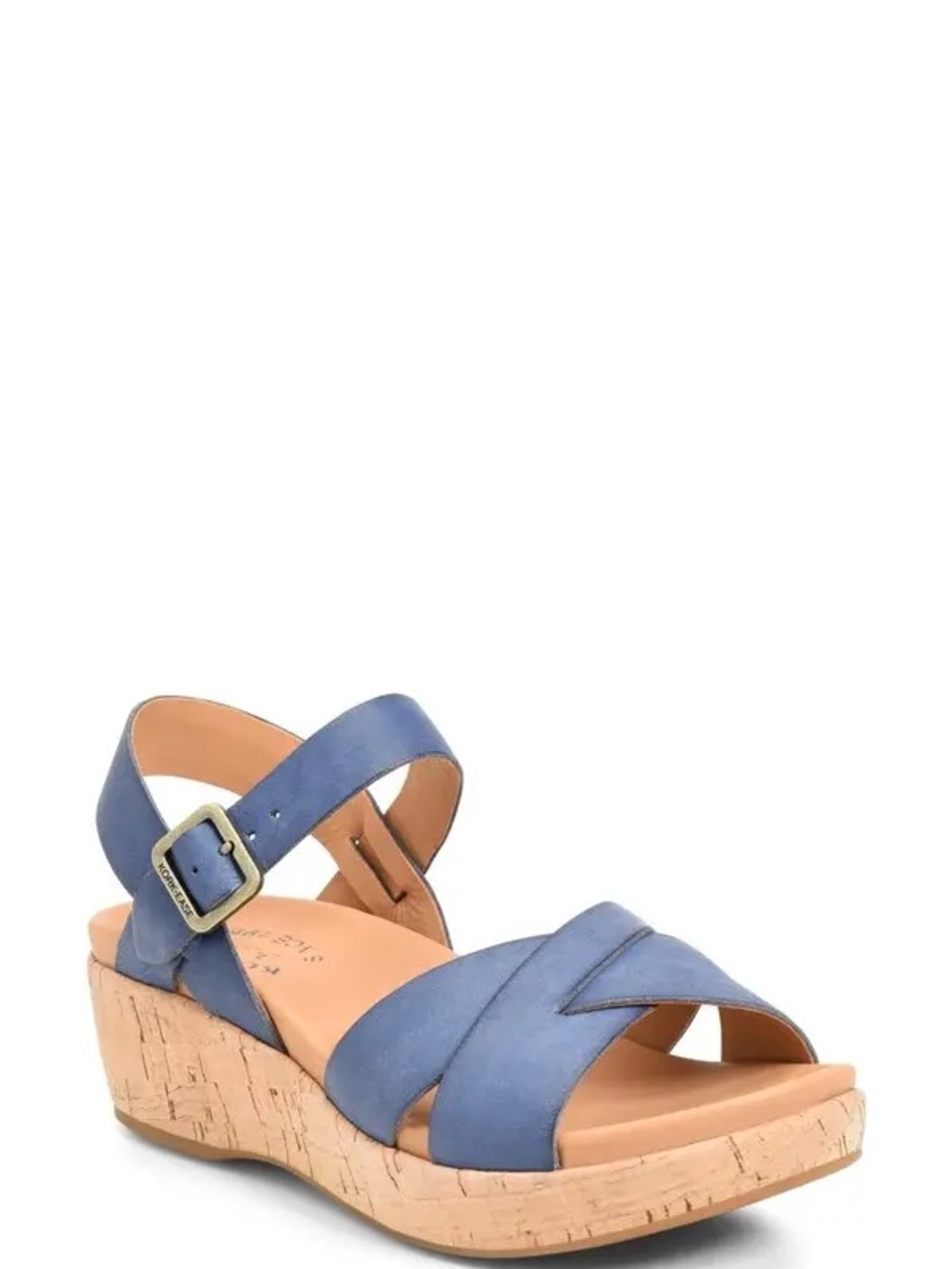 KORK-EASE Myrna 2.0 Cork Wedge Blue Leather Crisscross Sandals